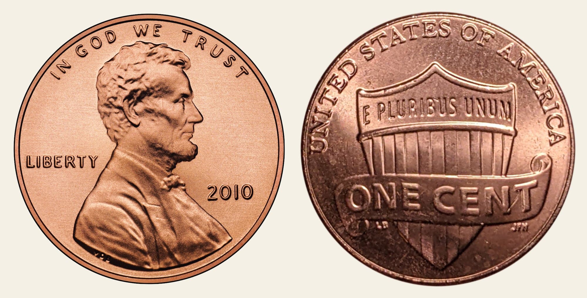 Lincoln Shield cent, post-2010 obverse and Union Shield reverse.