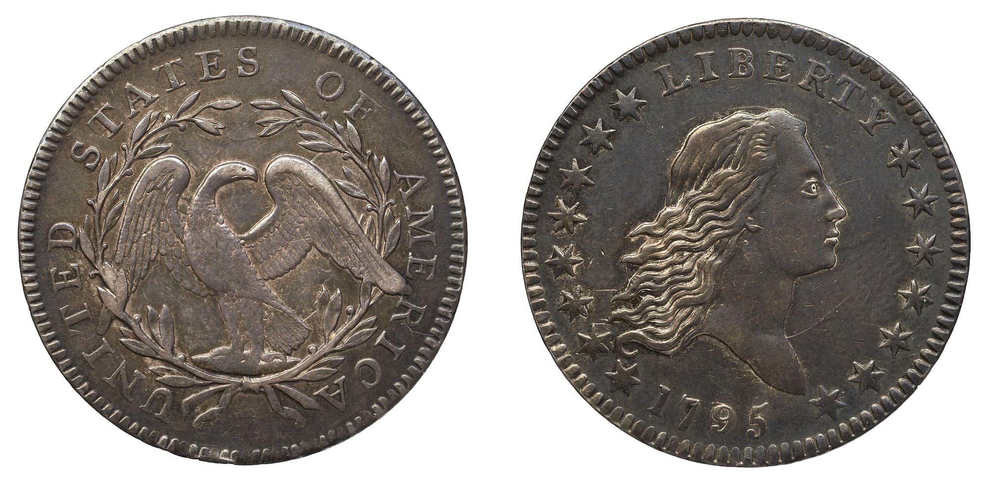 1795 Flowing Hair half dollar, obverse and reverse.