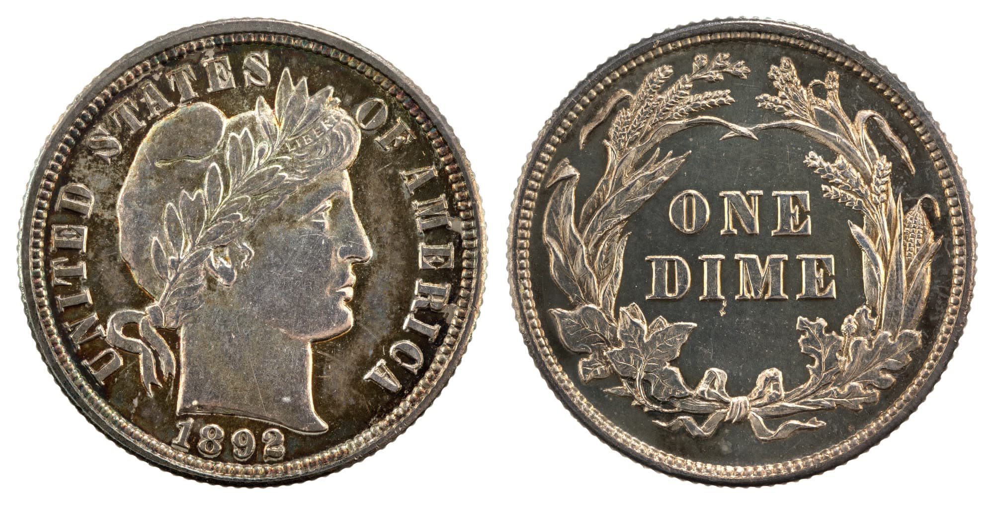 1892 Barber dime, obverse and reverse. National Numismatic Collection.